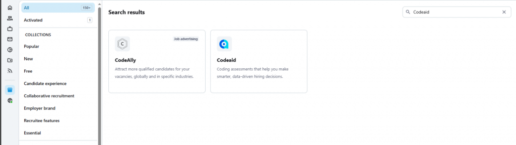 Recruitee integration with CodeAid Search results