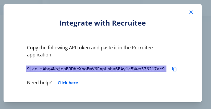 Recruitee integration token Codeaid copy