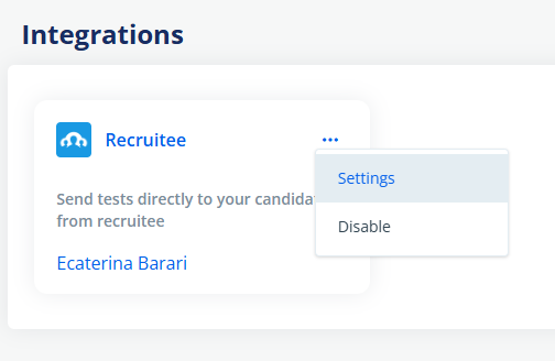 Codeaid Recruitee integration settings