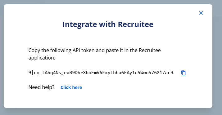 Recruitee integration token Codeaid