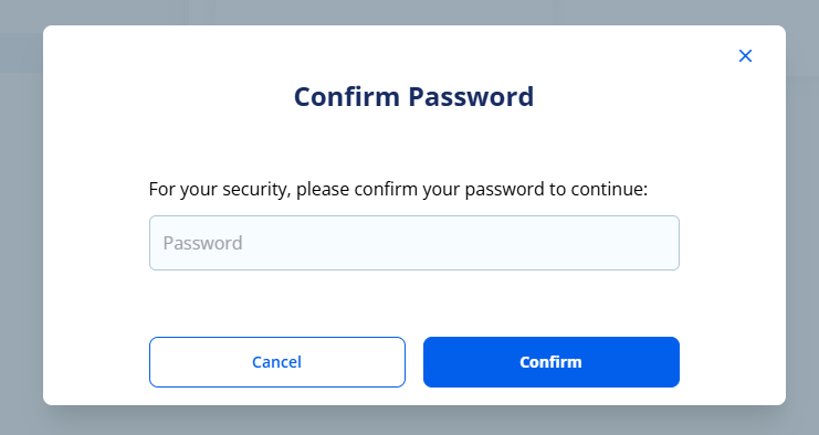 Codeaid password confirmation