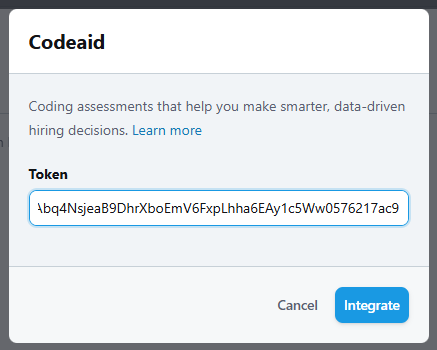 Recruitee integration with CodeAid token confirmation