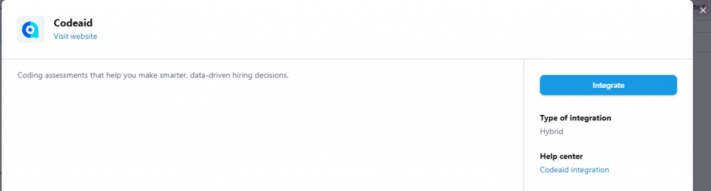 Recruitee integration with CodeAid