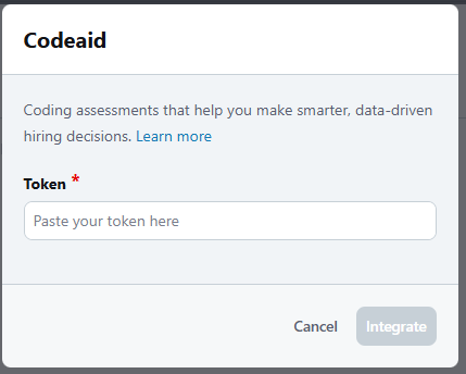 Recruitee integration with CodeAid - token placement box